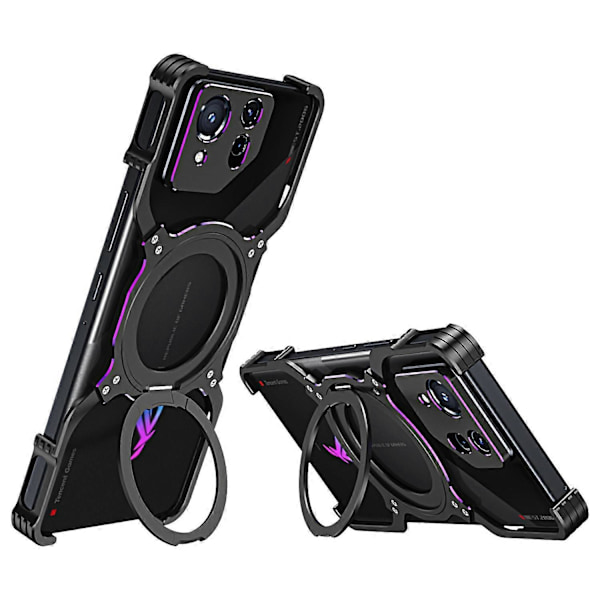 Asus ROG Phone 8 5G/8 Pro 5G Puskurikotelo Kehyksetön Magneettinen Jalusta Metallinen Puhelinkuori [HK] Style C Multicolor