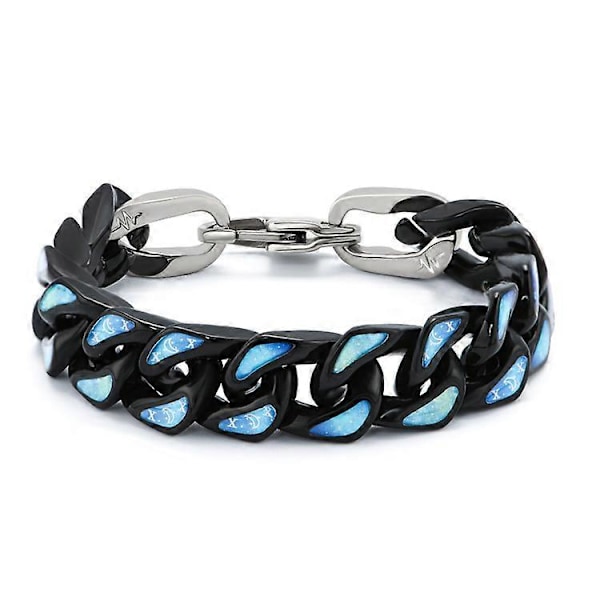 Cubansk armbånd Blå himmel Hvite skyer Par armbånd Kvinner Menn Smykker Tilbehør Black 18cm