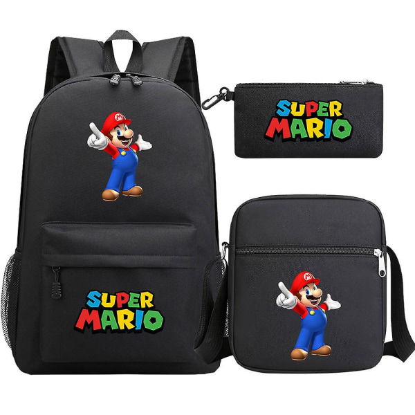 Super Mario Rygsæk - Teenagere Piger Drenge - Kawaii Studerende Vandtæt Lærred Skole Tasker - 3stk Laptop Mochilas Rygsække[HK] 8