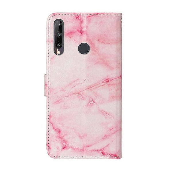 Färgat marmormönster horisontellt flip PU läder telefonfodral för Huawei Y6p [HK] Pink Marble