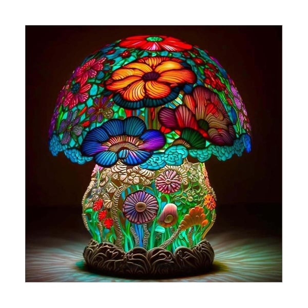 Farvet glas champignon bordlampe Vintage dyreplante serie formet harpiks soveværelse husholdning,c[hk] As Shown