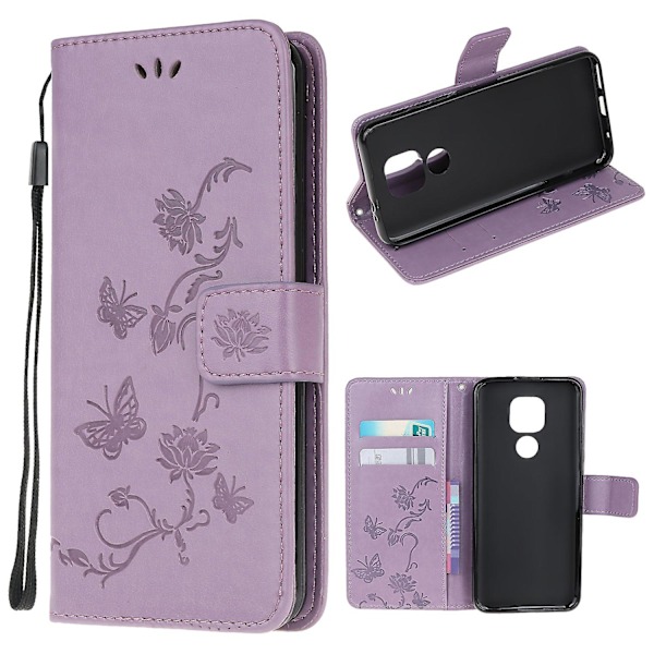 Imprint Plånboksfodral Läder Mobilskal för Motorola Moto G9 Play/Motorola Moto E7 Plus[HK]