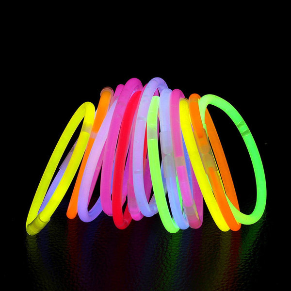 100st Glow Stick Bulk Glow In The Dark Engångshalsband Armband Glowstick Light Up Glowing Toy Halloween Party[HK]