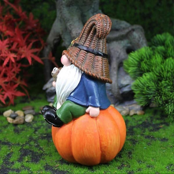Hösttomtar Staty Dekor, Thanksgiving Tomte Pumpa Tomte Vit Skägg Tomte Staty Höst Pumpa Fe Staty Hartsdeko[HK]