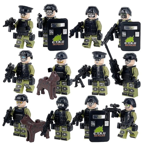 12 stk Militære actionfigurer Swat Team Politifigurer Byggeklosser Lekesett[HK]