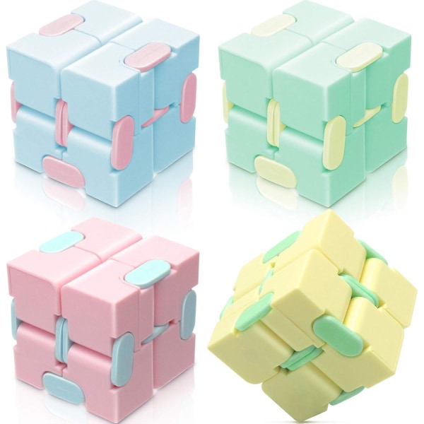 Fidget Cube Toy Stress Relief for voksne og barn - 4 brikker Magic Puzzle Flip Cube[HK]