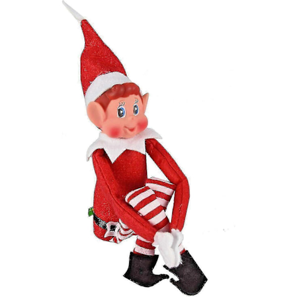 12\" Pojk / Flicka Busstreckande Jultomtar På Visningshyllan Rekvisita Jul Plysch Leksak Röd Vit Pojk Tomte