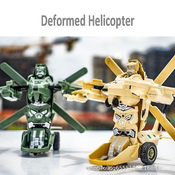 Pojat Transformer Lelut Tankki Ajoneuvo Muuntajat Lapset Robot Lapset Syntymäpäivälahja[HK] Desert yellow Helicopter