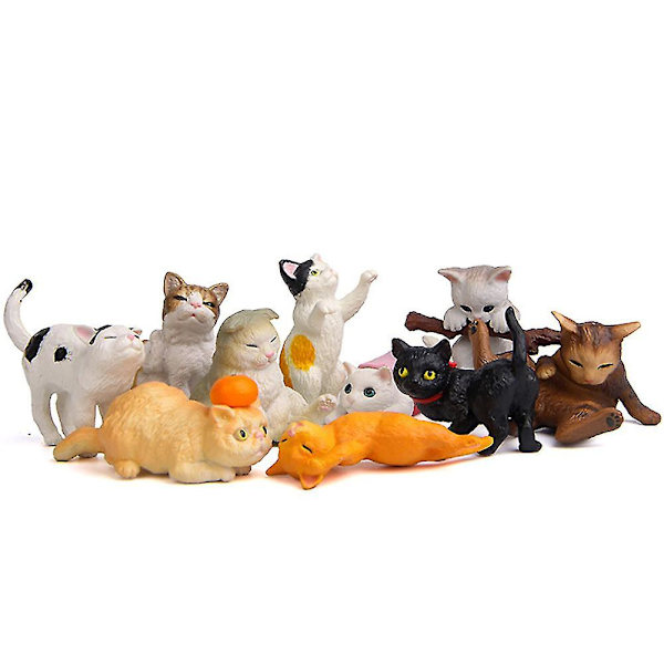 10 stk Mini realistiske kattfigur skulptur PVC leketøy dukkehus hagepynt [HK]