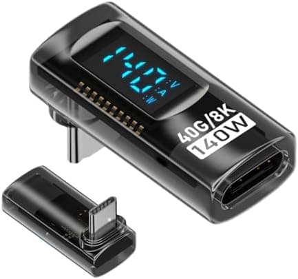 2 kpl Type C -sovitin, USB-C uros-naaras-sovitin, 140 W Type C -sovitin, USB-C-sovitin 8K digitaalisella näytöllä, 40 Gbps Type C -liitin [HK] Dark Grey Colour