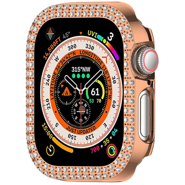 Til Apple Watch Series 10 46mm Dobbelt Række Rhinestone Dekor Hul Cover PC Urramme Etui Multicolor Style A