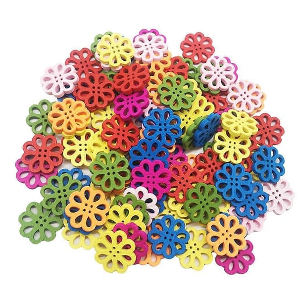GUOOL 2x100 stk. blandede farveknapper 4 huller til syning scrapbog håndværk [HK] Multicolor