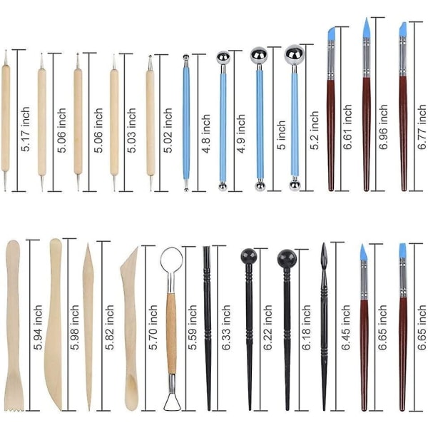 Keraamiset työkalut 24 kappaletta savityökalujen set, keramiikkatyökalujen mallinnustyökalu keraamisille savivahakynttilöiden säilytyspussilla ([HK])