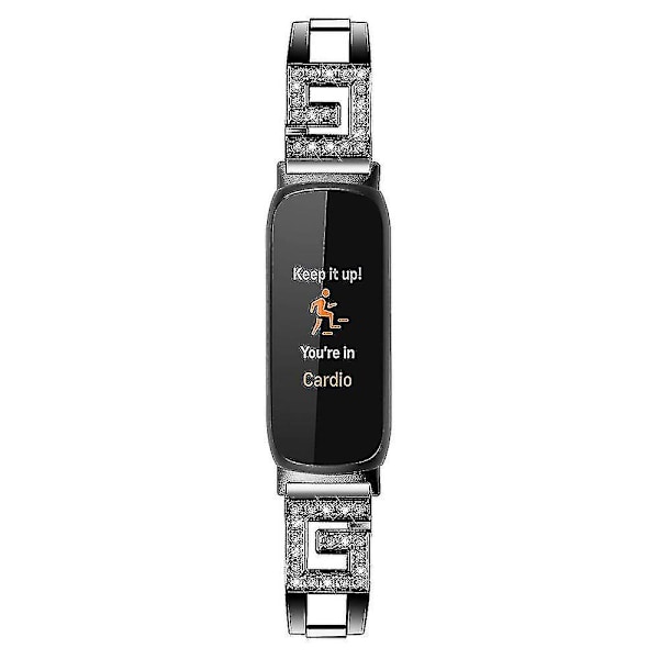 För Fitbit Inspire 3 G-formad Rhinestone Dekor Metall Armbandsersättning Klockarmband Black, Black Style A Fitbit Inspire 3