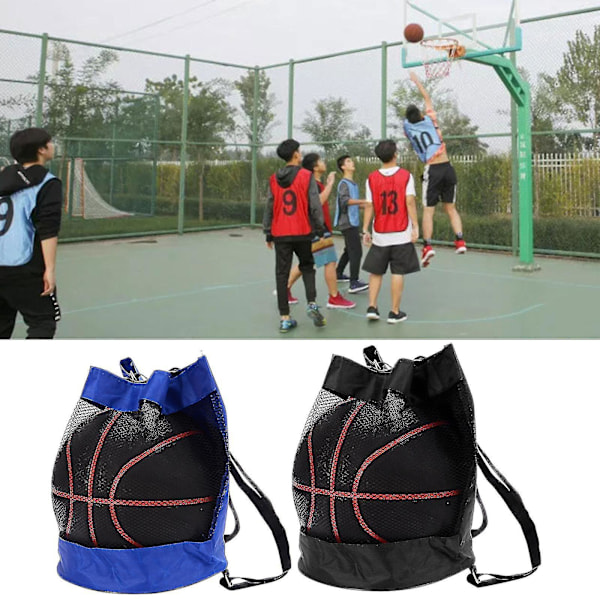 Basketbollryggsäck i Oxfordtyg, axelremsväska, messengerbag, basketbollväska [HK] Black