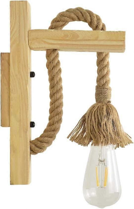 Vägglampa, retrodesign, trärep[HK]