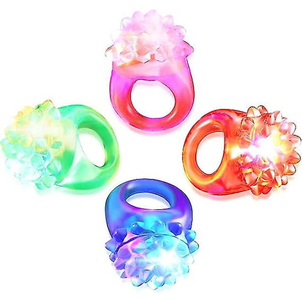 Slumpmässiga Styleluminous Ringar 12 Stycken Glow In The Dark Ring Färgglada Led Glow Ring Nyhetsringar Gummi Bumpy Jelly Blinkande Ring Finger Ljus Leksaker