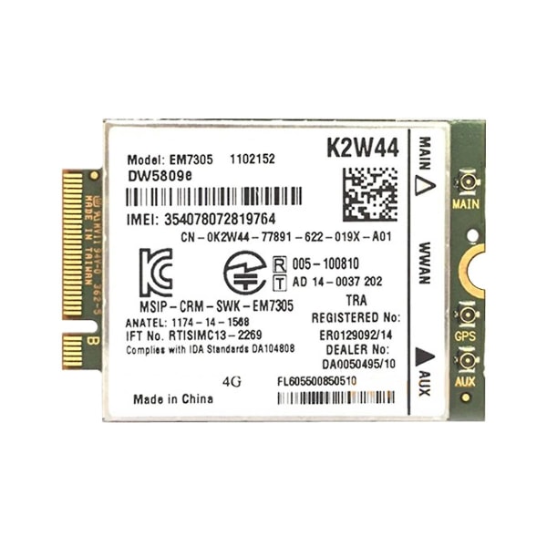 Em7305 Gobi5000 Wifi-kortti 4g Ngff Wwan-kortti E7250 E7450 E5250 7214 7350 7414 Venue 8 Pro 5855 5([HK])