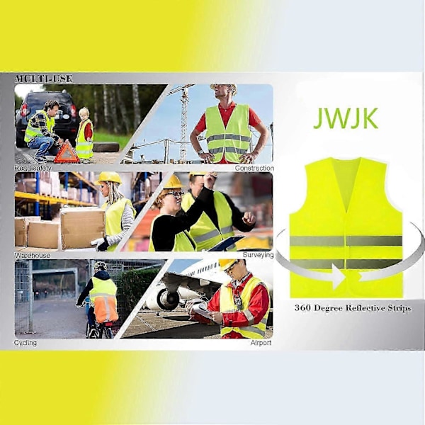 5-pack Varselvästar, säkerhetsvästar, standardstorlek reflekterande varselvästar, unisex varseljacka för trafikarbete, löpning, lantmätare [HK]