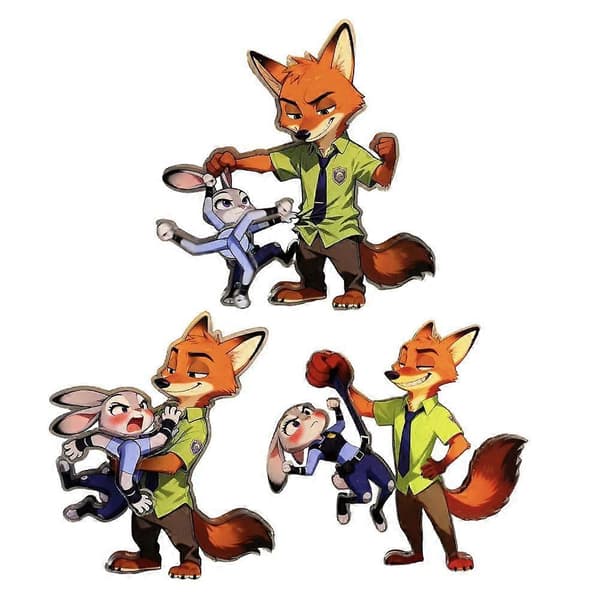 Zootopia Roterende Magnet Køleskabsmærkat Nick Judy Fan Gave Samlerobjekt[HK] Pulling the belt