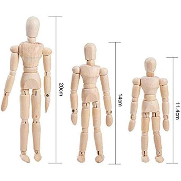 Tremann Dukke Blokkhode, Trekunstner Figur Modell For Skisse Kull Hjemmekontor Skrivebord Dekor([HK])