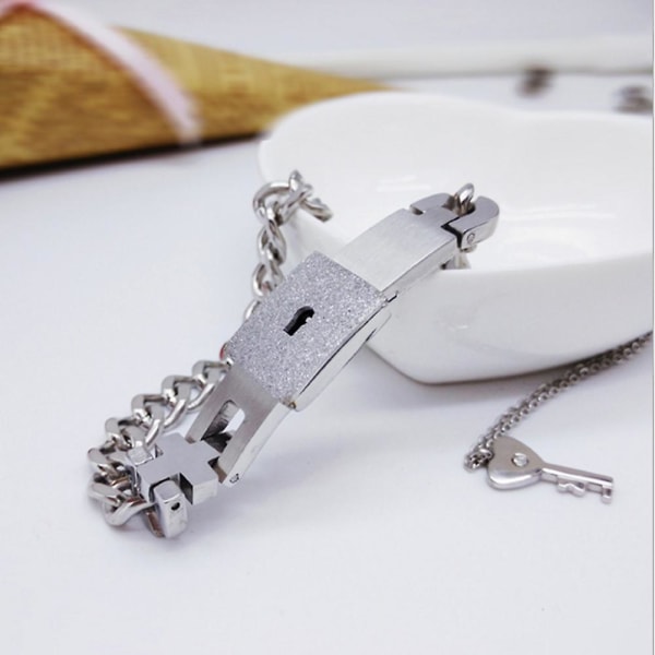 Par til titanium stål lås armbånd armbånd & til nøgle vedhæng halskæde Love S