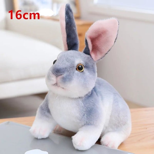 Livaktig kanin plysj utstoppet dyr realistisk kanin plushie kaninleke gaver til barn kawaii dukke for barn julegaver[HK] squat gray 16cm