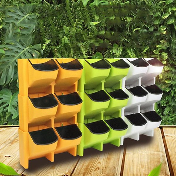 HK  1pc Self Watering Flower Pot Stackable Vertical Planter Wall Hanging Durable