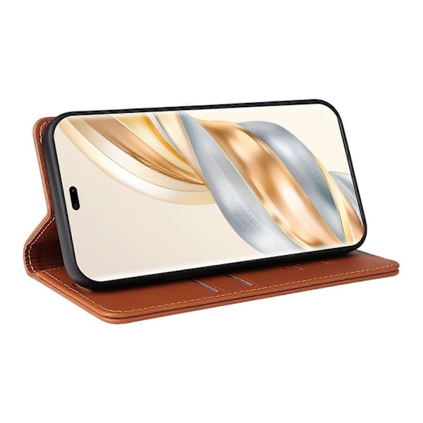 För Honor Magic7 Lite 5G/ X9c 5G Plånboksfodral Kortplats Ställ Läder Telefonskal [HK] Brown
