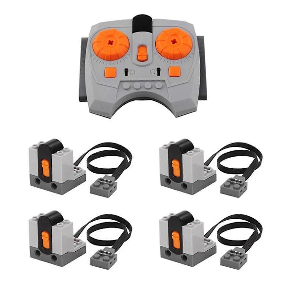 5 stk. Power Functions Sett 8879 IR Hastighetsjusterbar Fjernkontroll 8884 IR Mottaker Motor Bil Tog Leke [HK] BlackOrangeGrey