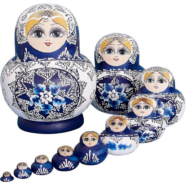 Mærke af stabledukker, 10 stk., serie af russiske matrjosjka-dukker Russisk dukke 10 stk. i malet træ? Håndlavet, gaver, legetøj[HK]