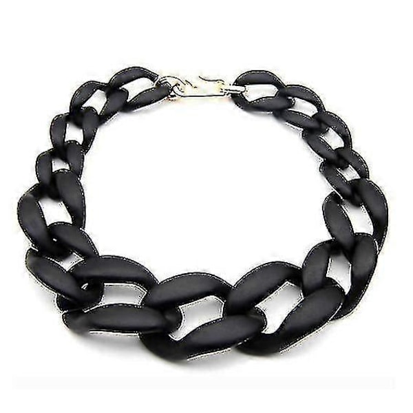 Vintage Resin Lackingone Akryl Krave Chunky Choker Statement Bib Kæde Halskæde Vedhæng black