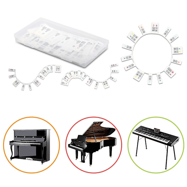 Piano Keyboard Note Labels Avtakbar Silikon Piano Note Guide Med Eske[HK] Colorful