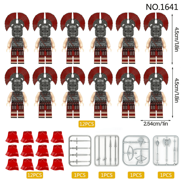 Medeltida romersk soldatregiment 12 byggkloss minifigurer och små partiklar montering leksaker[HK] 12 pieces in a set