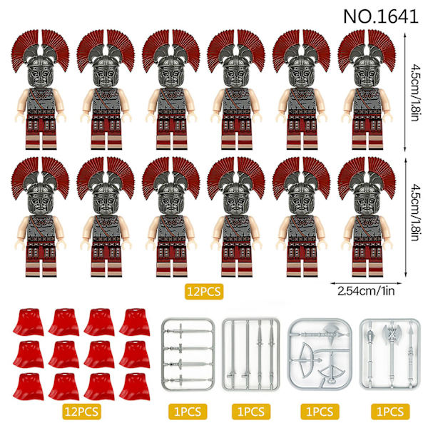 Middelalderlig romersk soldatregiment 12 byggeklodser minifigurer og små partikelsamlingslegetøj[HK] 12 pieces in a set A