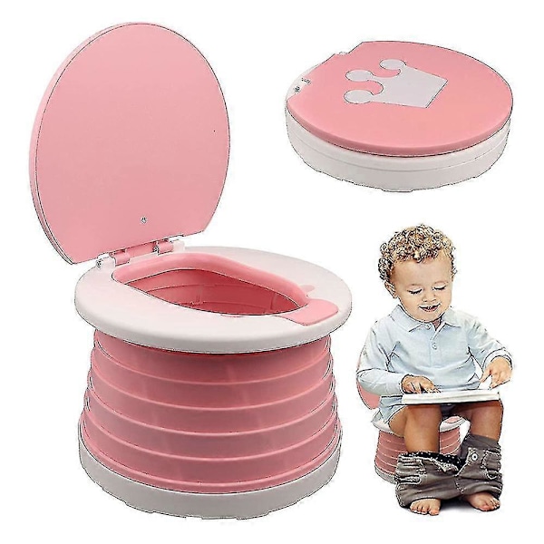 Lasten kokoontaitettava WC kannettava WC-istuin pojille ja tytöille kokoontaitettava [HK] Pink
