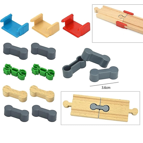 Totrekkontaktsett i tre for jernbane, tilkoblingssett, tilbehør, lekeholder, passer til Biro pedagogiske leker i tre[HK] Connector wood 5pcs