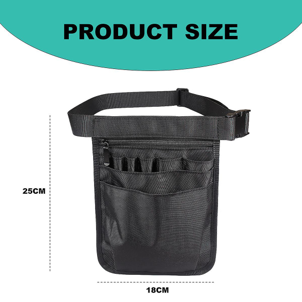 Sygeplejerskepakke til kvinder og mænd - Multi-rum Sygeplejerskepakke Organizer Utility Medical Gear Hoftepose[HK] black 25*18cm