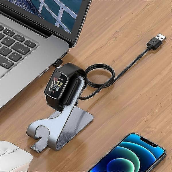Laderstativ Stasjon Base Ladeholder Brakett for Fitbit-Luxe/Charge5 Dock[HK] Gray
