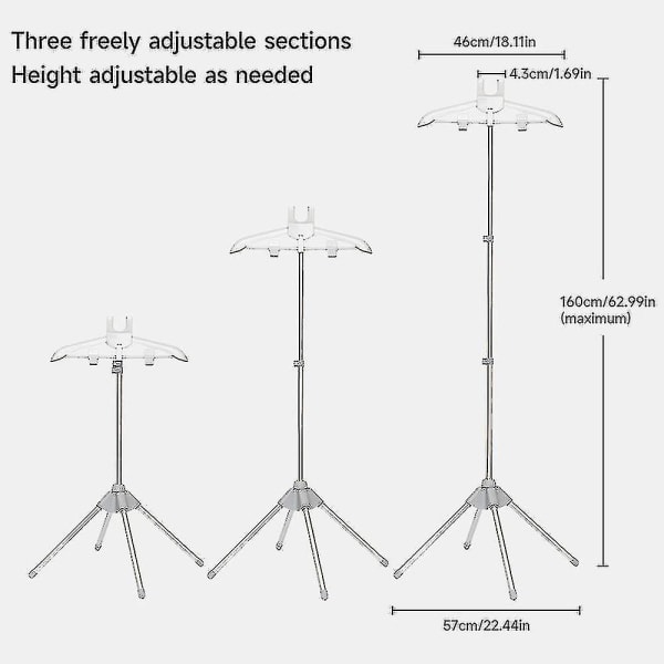 HK Dampstativ - Sammenleggbart Teleskopisk Klesdampstativ, Henger For Dampende Klær, Dampstativ For Klær -bp Zy Gray