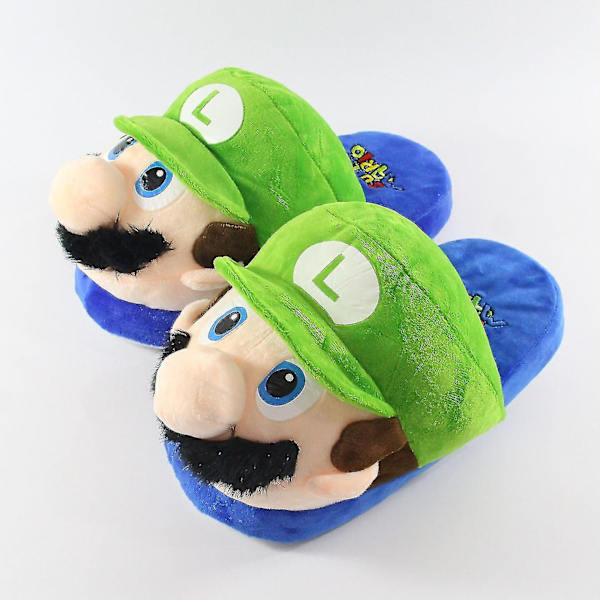 Super Mario Bros Yoshi Cartoon Roliga Tofflor Pojke Flicka Par Barn Hushåll Golv Kreativa Män Vinter Hem Bomulls Tofflor[HK] Mario green