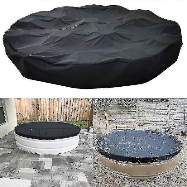 Rundt vinterpoolafdækning 200g/M presenning størrelse 244cm sort[HK]