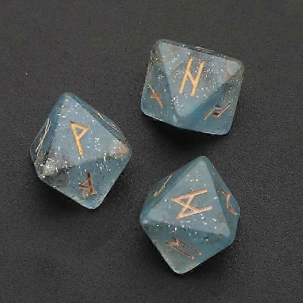 3 stk. Resin Terninger Sett 8-Sidet Rune Terninger Resin Assortert Polyhedrisk Terning Sett[HK]