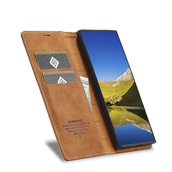 LC.IMEEKE Magnetisk Læder Etui Til Samsung Galaxy S22 Ultra[HK] Brown