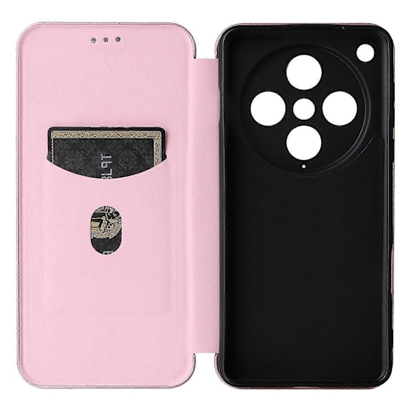 För Oppo Find X8 Pro 5G Skal Kolfibertextur Fallsäkert PU Läder Telefonskydd [HK] Rose Gold