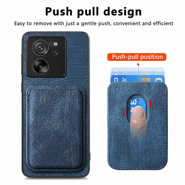 D12 Etui til Xiaomi 13T/ 13T Pro/ Redmi K60 Ultra Magnetisk Aftagelig Retro Læder Bagcover [HK] Blue