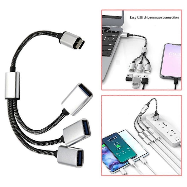 USB C - USB OTG -sovitin, Type C OTG -kaapeli, USB C -uros - 2/3 USB 2.0 -naaras [HK] One for two