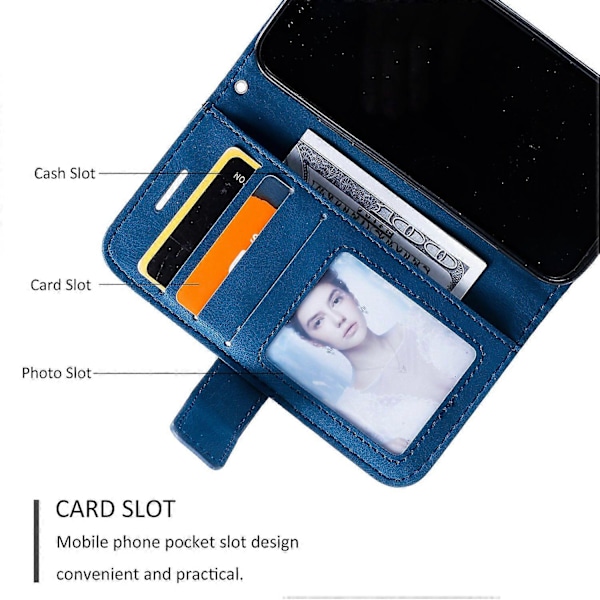 Til iPhone 12 mini Etui Wallet Læder Telefon Cover Hud-berørings Tekstur [HK] Style A Multicolor