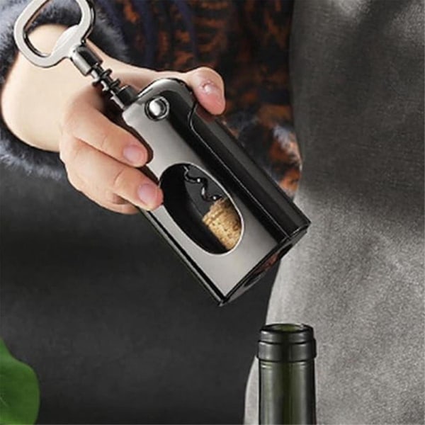 Vinåpner, sinklegering Premium Wing Korketrekker Vinflaskeåpner med multifunksjonelle flasker åpne[HK] Black