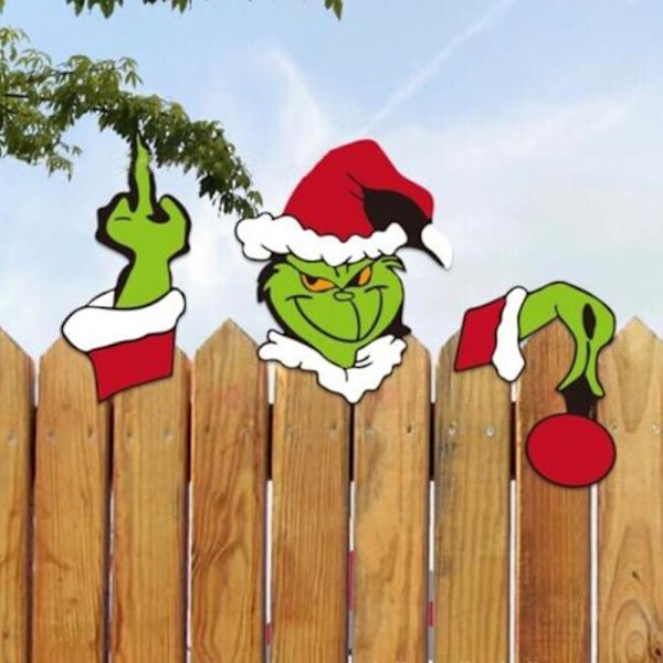 Julgranspynt Trädgårdsstaket Tittare Grinch Jultomten Älg Dekoration[HK] C